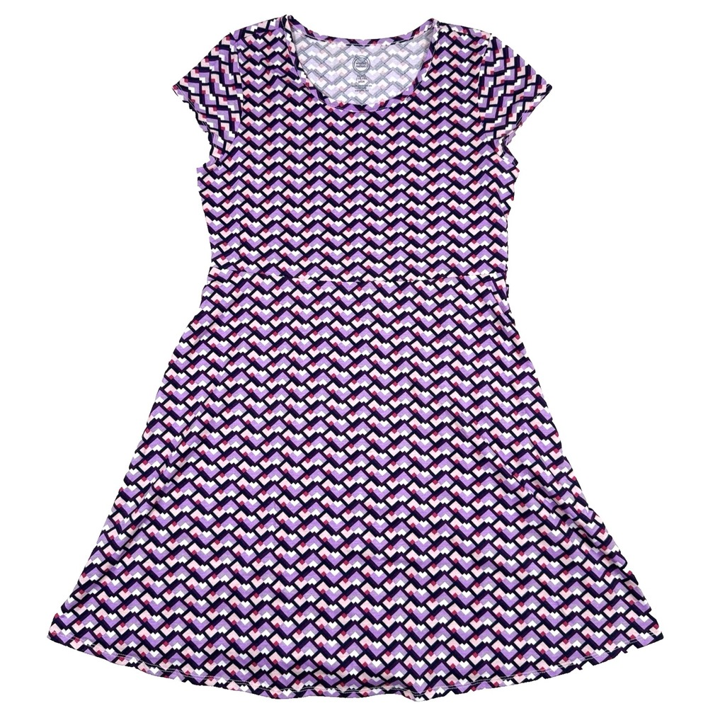Wonder‎ Nation Cotton Blend A Line Twirl Dress Pink Purple Girls Size XL (14/16)